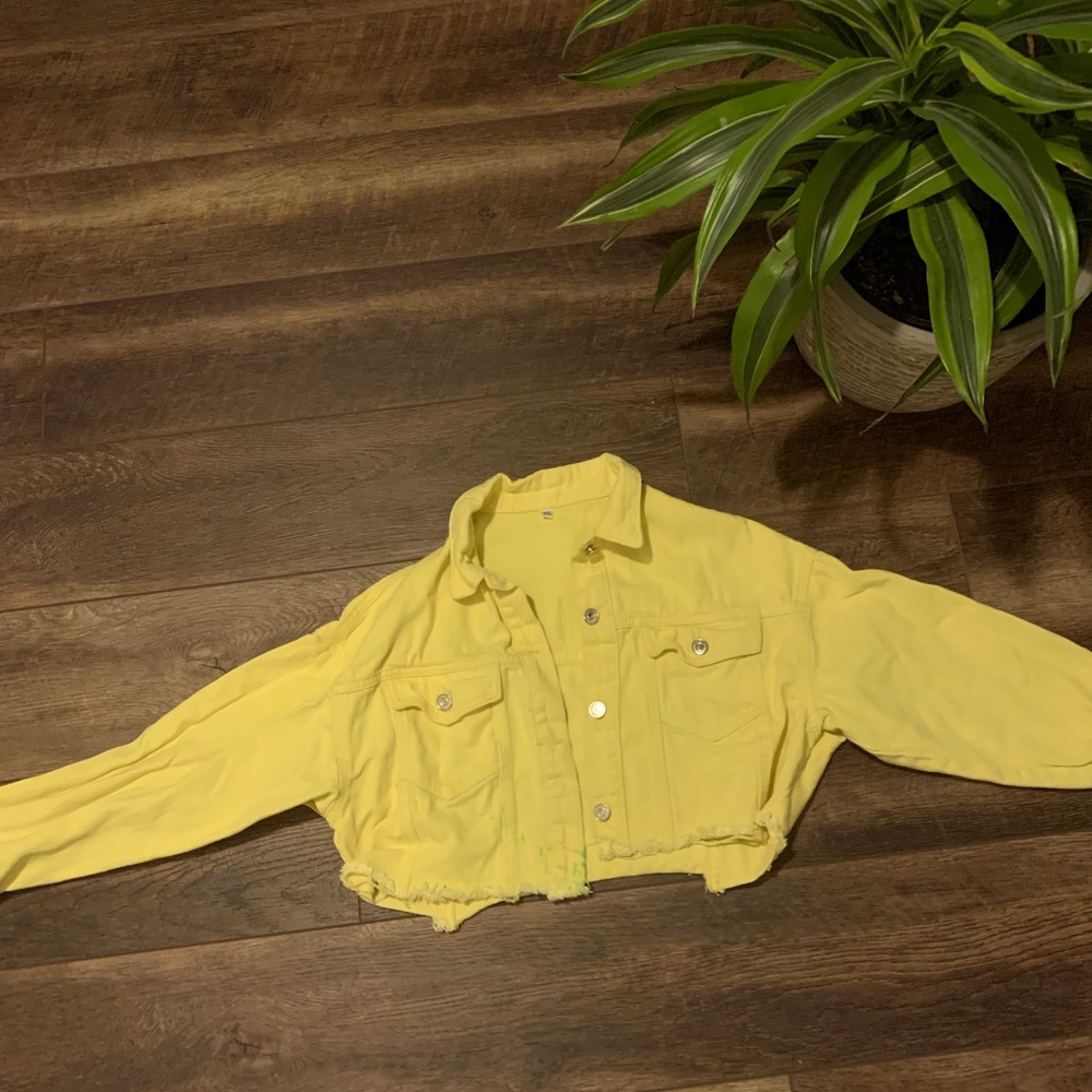 Cropped Bright Yellow Jean Jacket